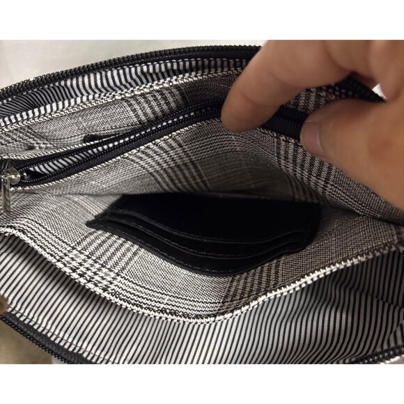 Caracol Plaid Crossbody Bag With Adjustable Strap & Zipper Closure Multiple Pock - Picture 10 of 13